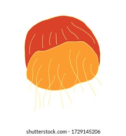 Doodle jellyfish. hand drawn of a jellyfish isolated on a white background. Vector illustration sticker, icon, design element