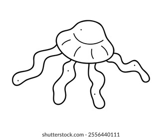 Doodle jellyfish in white and black. Clip art for your projects.