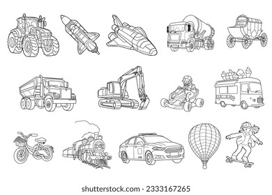 Doodle Joy: Children’s Favorite Vehicles Illustration Pack  coloring