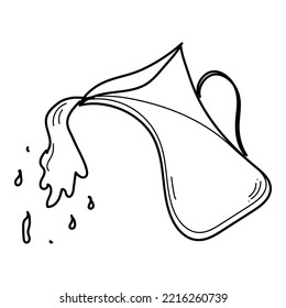 Doodle jug of milk with splash. Pitcher from which watre is poured