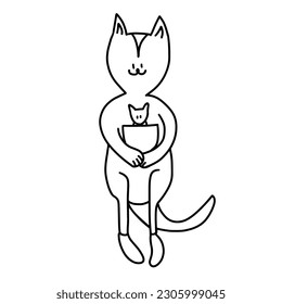 doodle of kangaroo with baby , simple drawing of kangaroo with baby,  vector of kangaroo , kangaroo hand drawing