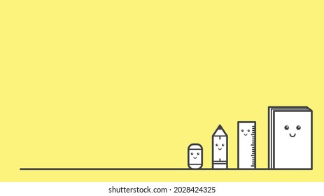 Doodle Kawai Background Design with "Back to School" Themes. Suitable for presentation, education content, etc.