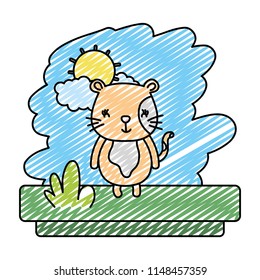 doodle kawaii cat nice wild animal