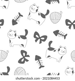 doodle kawaii cat patrón ininterrumpido