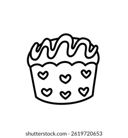 Doodle Kawaii Cupcake Line Art vector for coloring page