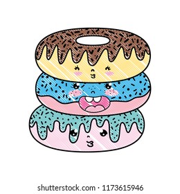 Doodle Kawaii Cute Donuts Facial Expression Stock Vector (Royalty Free ...