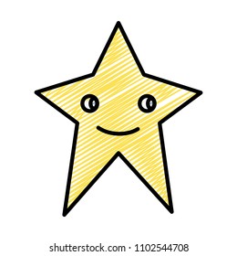 doodle kawaii happy sparkly star icon
