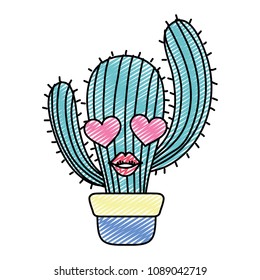 doodle kawaii love cactus desert plant