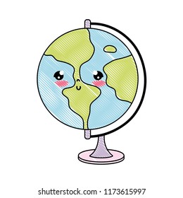 doodle kawaii nice global map desk
