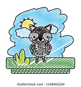 doodle kawaii raccoon cute wild animal