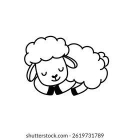 Doodle Kawaii sheep Line Art vector for coloring page