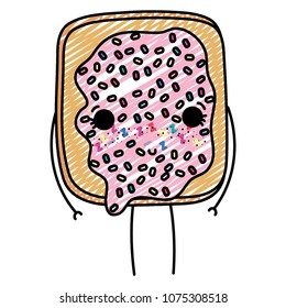 doodle kawaii shy slice bread with delicious cream