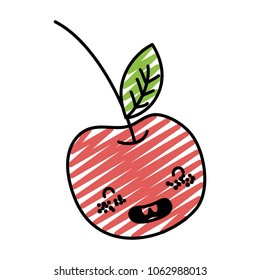 doodle kawaii smile cherry delicious fruit