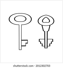 Doodle key icon isolated. Hand drawn art line. Sketch vector stock illustration. EPS 10