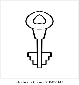 Doodle key icon isolated. Hand drawn art line. Sketch vector stock illustration. EPS 10