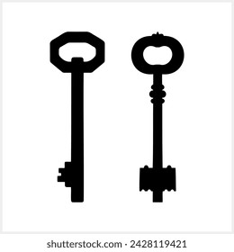 Icono de llave Doodle aislado. Arte dibujado a mano. Ilustración de stock de vector de plantilla. EPS 10