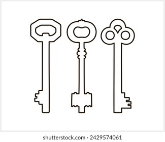 Doodle key icon isolated. Hand drawn art line. Sketch vector stock illustration. EPS 10