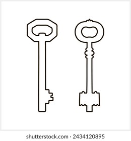 Doodle key icon isolated. Hand drawn art line. Sketch vector stock illustration. EPS 10