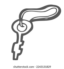 Doodle key icon in vector hand drawn sketch