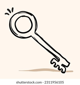 doodle key illustration and handdrawn doodle style vector