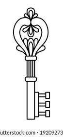 DOODLE OF A KEY ON A WHITE BACKGROUND IN A VECTOR