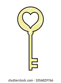 doodle key security object with heart design