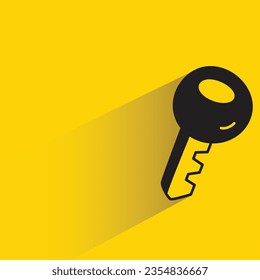 doodle key with shadow on yellow background