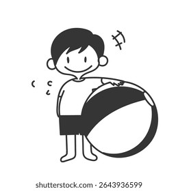 doodle kid with beach ball illustration