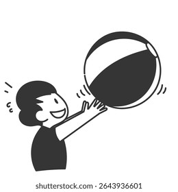 doodle kid with beach ball illustration