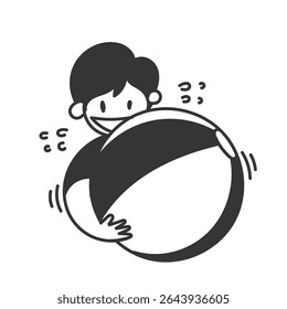 doodle kid with beach ball illustration