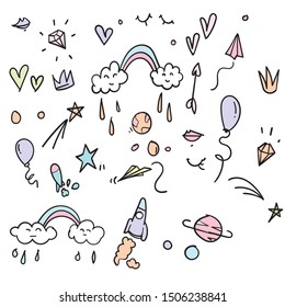 doodle kid element illustration vector