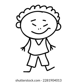 doodle kid, outline cartoon vector drawing child vector