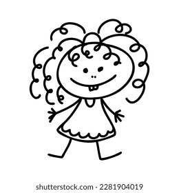 doodle kid, outline cartoon vector drawing child vector