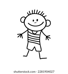 doodle kid, outline cartoon vector drawing child vector