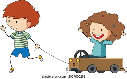 Un niño garabato jugando al personaje de caricatura ilustración aislada