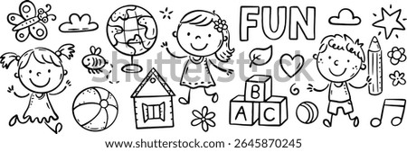 Doodle Kids Learning Outline Border