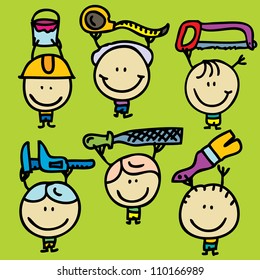 Doodle kids with tools