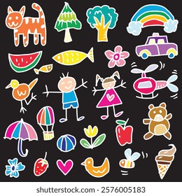 Doodle of kids doodle vector art for your design.