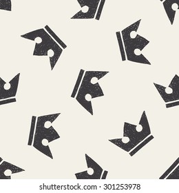 doodle king crown seamless pattern background