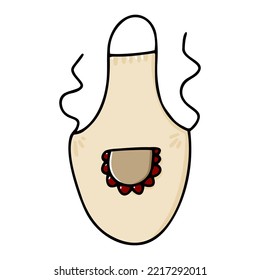 Doodle Küche Apron. Farbpinsel einzeln auf weißem Hintergrund. Handgezeichnete Küchenbekleidung nach Hause. Retro kulinarisches Style Ding. Cute frill Vintage Look. Handgezeichnetes Kochzubehör. Vektorgrafik