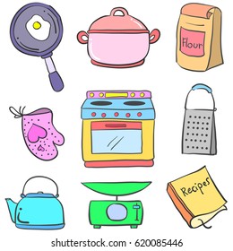 Doodle of kitchen colorful equipment