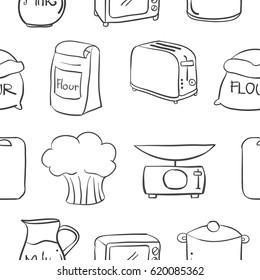 Doodle of kitchen equipment various