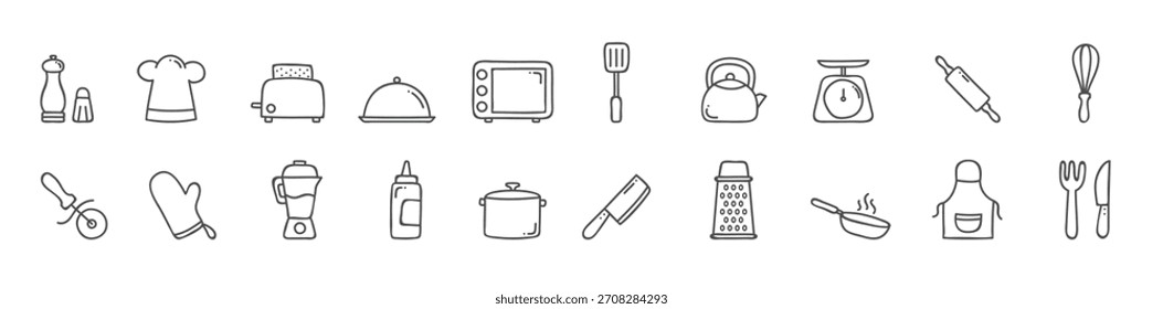 Ilustración vectorial de iconos de cocina Doodle