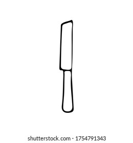 Doodle kitchen knife icon in vector. Hand drawn kitchen knife icon in vector