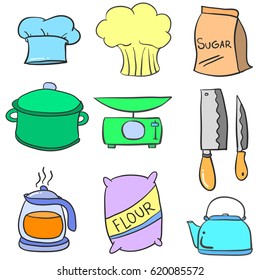 Doodle of kitchen object various