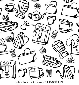 Doodle kitchen seamless patter for wrapping paper, textile, print
