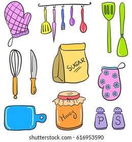 Doodle of kitchen set colorful