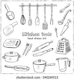 Doodle Kitchen tool collection - vector isolated illustration