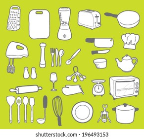 Doodle kitchen utensil set