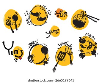Utensilio de cocina Doodle en estilo de Vector dibujado a mano. Aislado en un fondo blanco. Perfecto para la ilustración, el logotipo, la cocina y el contenido de alimentos.